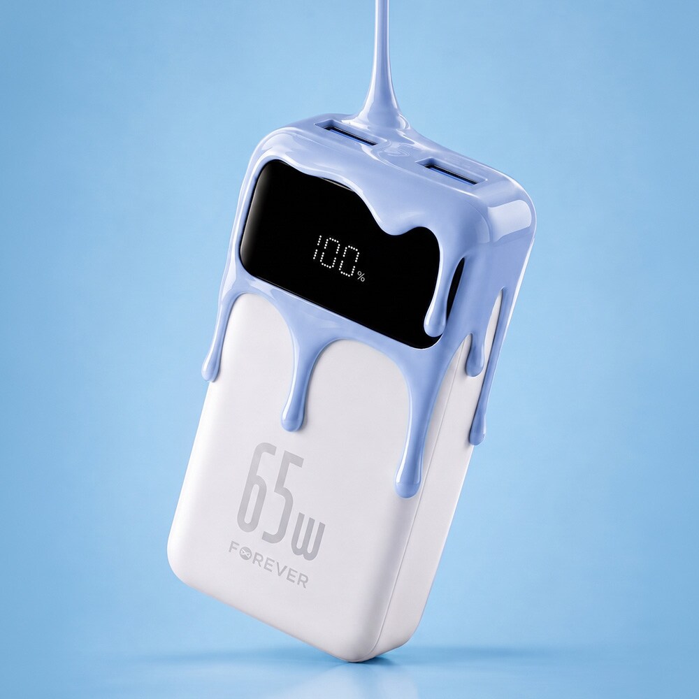 Forever Vibe Powerbank PD QC 65 W 20 000 mAh – Blå / Laptop-lader / Ekstra batteri