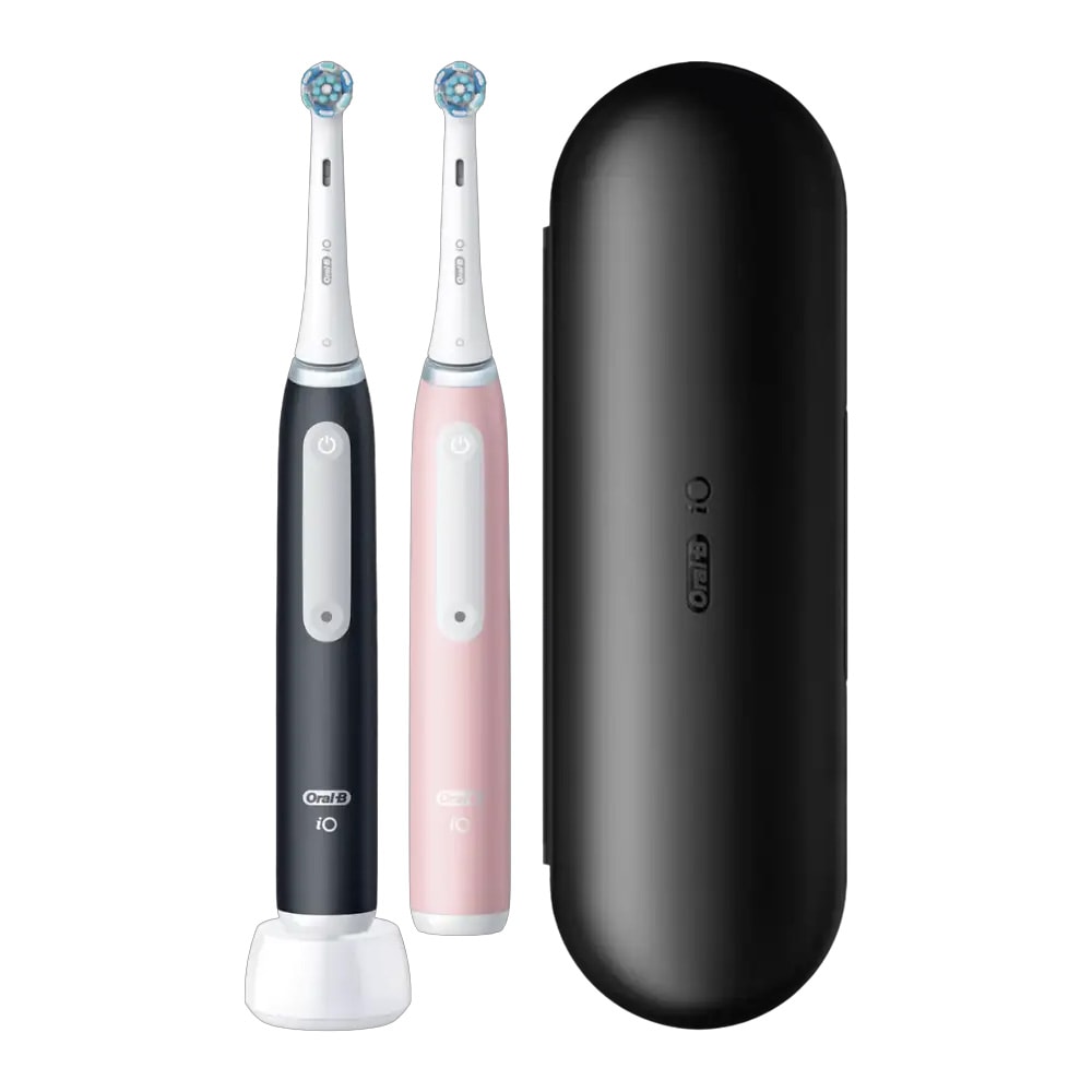 Oral-B iO Series 3 Duo / Elektrisk tannbørste, 2-pakning i svart og rosa / Magnetisk tannbørste