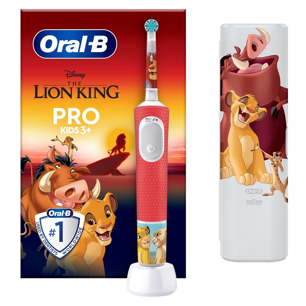 Oral-B PRO Kids 3+ Løvenes konge + etui / Elektrisk tannbørste for barn / Oppladbar elektrisk tannbørste 3+