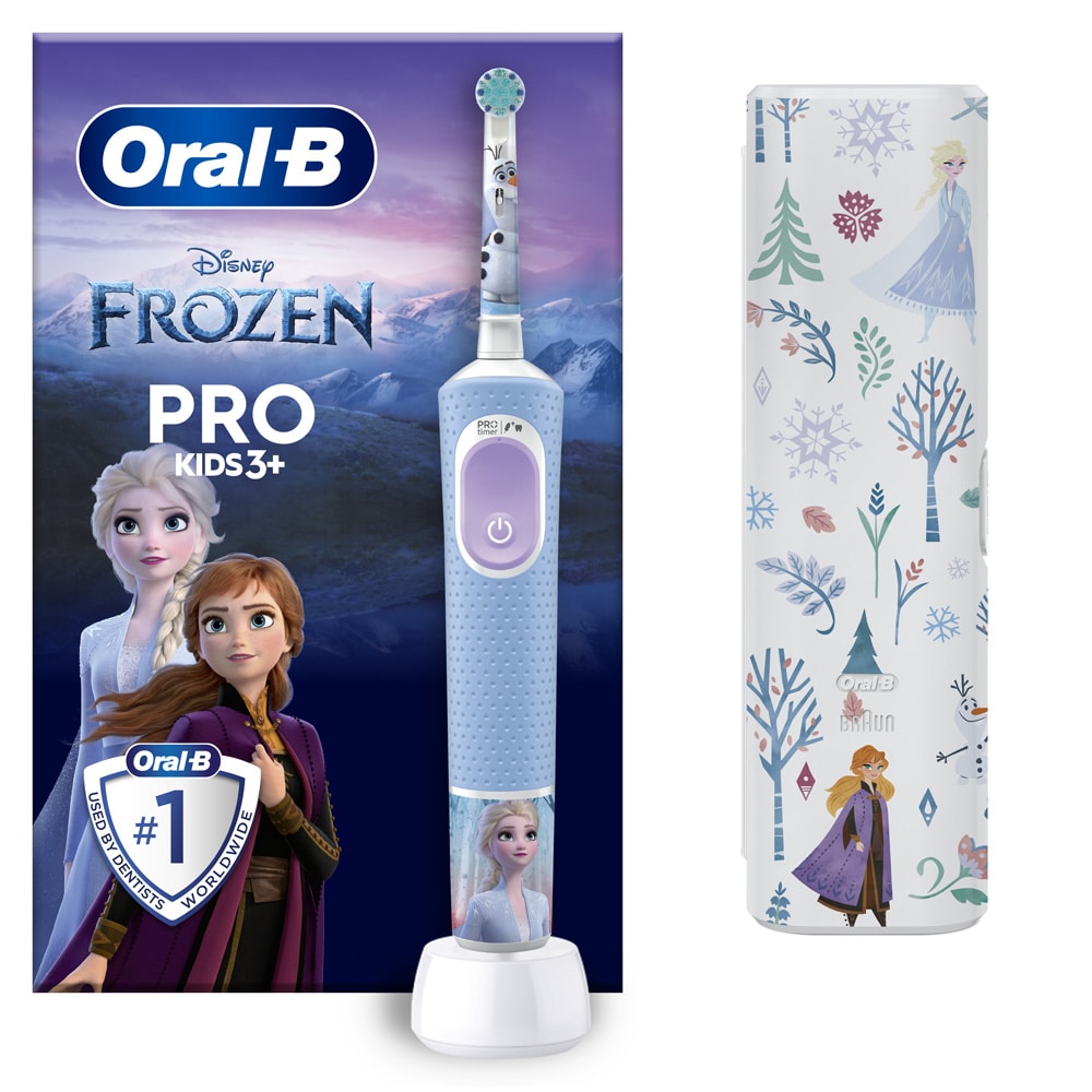 Oral-B Pro Kids Frozen 3+ reiseetui / Elektrisk tannbørste for barn / Oppladbar elektrisk tannbørste