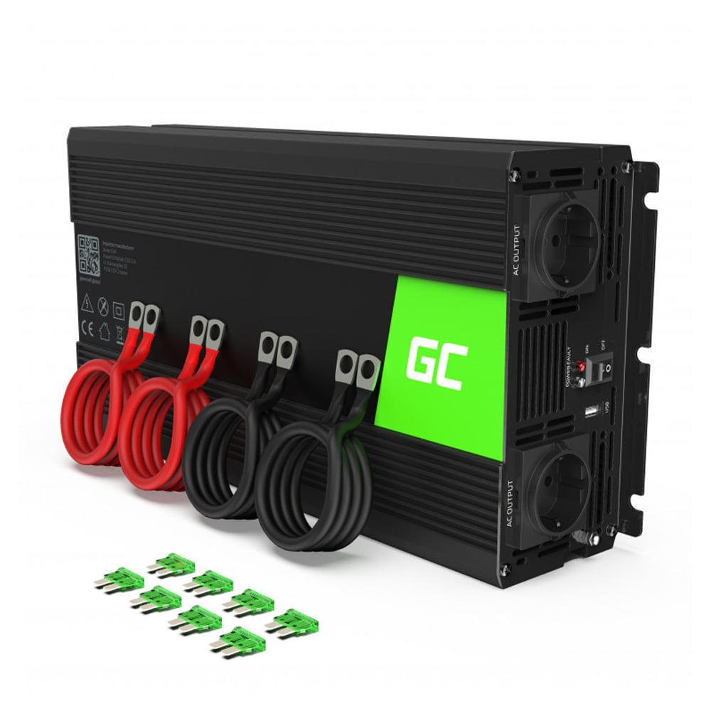 Green Cell INV11 spenningsomformer 12 V til 230 V / ren sinus / 2000 W – 4000 W maks