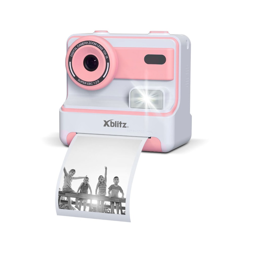 Xblitz Flash-kamera med termisk skriver – Rosa / Barnekamera med utskrift / Selfie-kamera