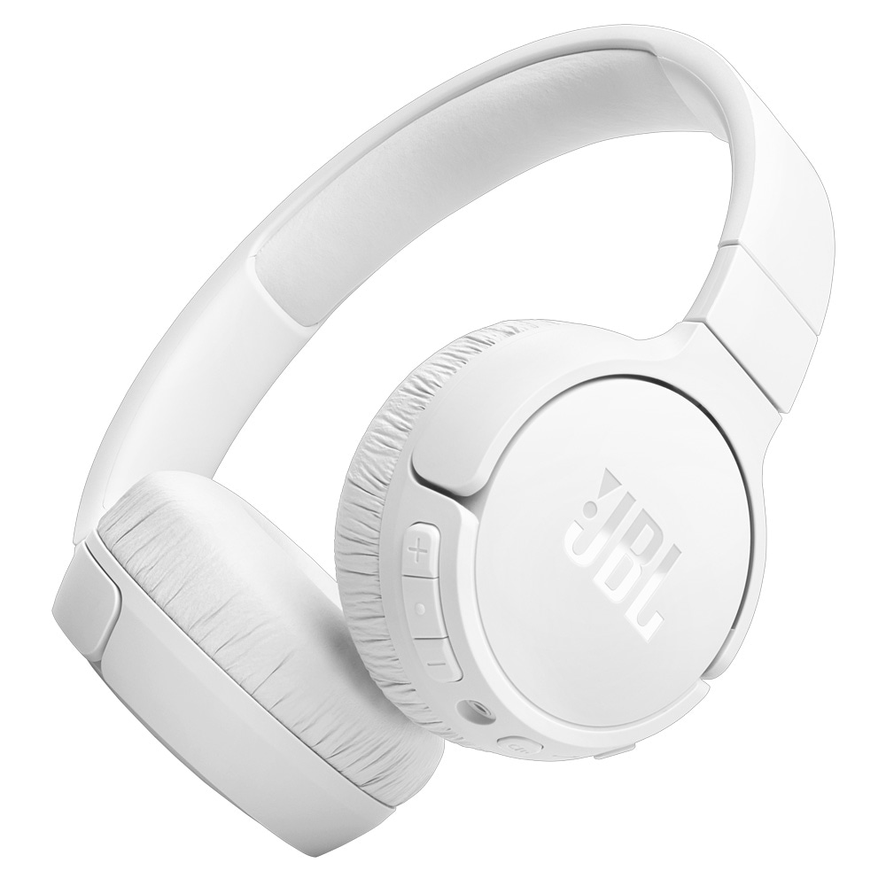 JBL Tune 670NC Trådløse on-ear-hodetelefoner med adaptiv støyreduksjon – Hvit / Bluetooth-hodesett