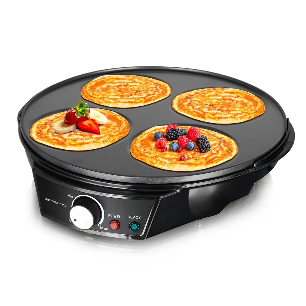 Emerio pannekakejern / Elektrisk pannekakejern med termostat / Crêpejern for fire pannekaker