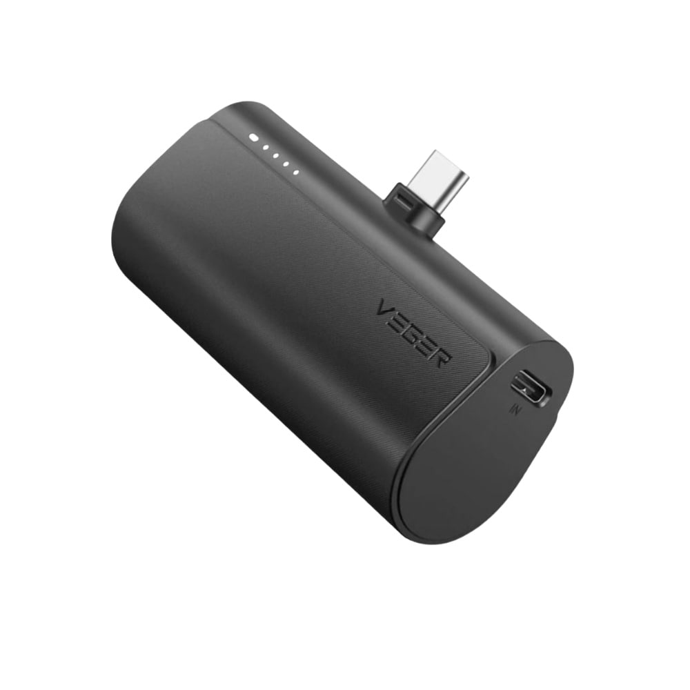 Veger PLUG ON W0556/V0556 Powerbank PD 3A 20W 5000mAh USB-C – Svart / Mini-powerbank med stikkontakt