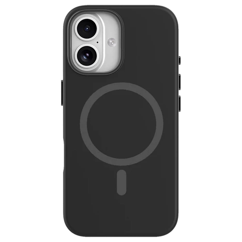 Mutural Pure MagSafe-deksel til iPhone 16 / mobildeksel i silikon med magnetring – Svart