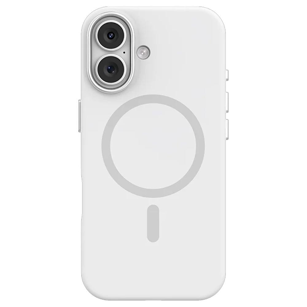 Mutural Pure MagSafe-deksel til iPhone 17 / mobildeksel i silikon med magnetring – Hvit