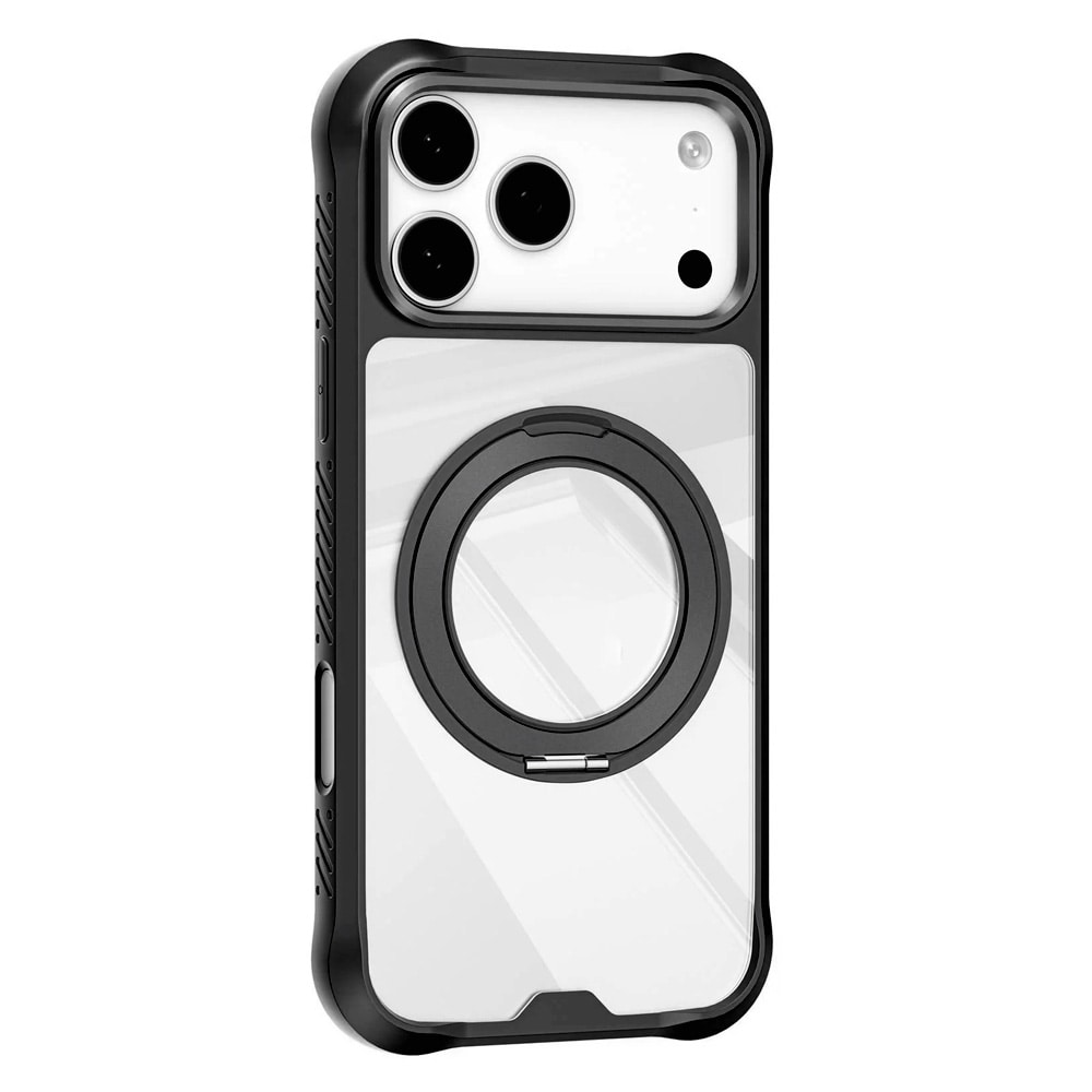 Mutural Obsidian Magsafe-etui til iPhone 18 Pro Max – Svart / Beskyttelsesetui med ringstøtte