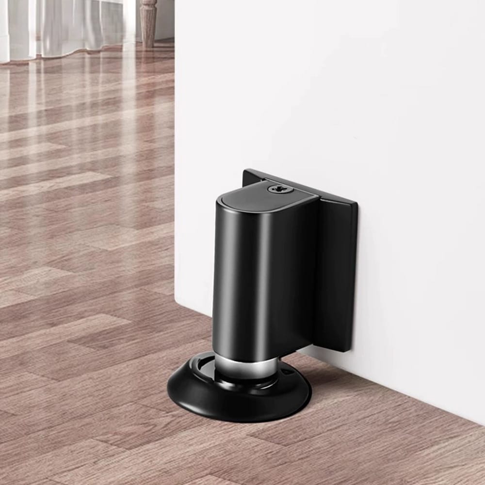 Magnetisk dørstopper / dørholder med tape eller skruemontering – Svart