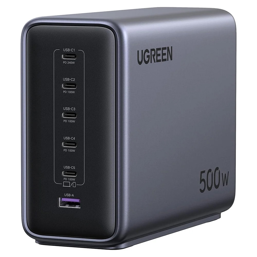 Ugreen Nexode X759 ladestasjon 500 W 5 A med 1xUSB, 5xUSB-C / USB-C-ladestasjon / GaN-lader