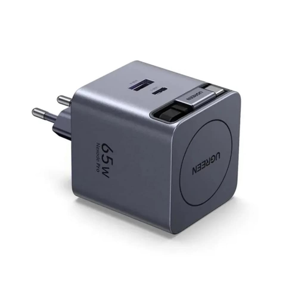 Ugreen Nexode X615 lader 65 W / GaN-lader med uttrekkbar USB-C-kabel og 3 utganger
