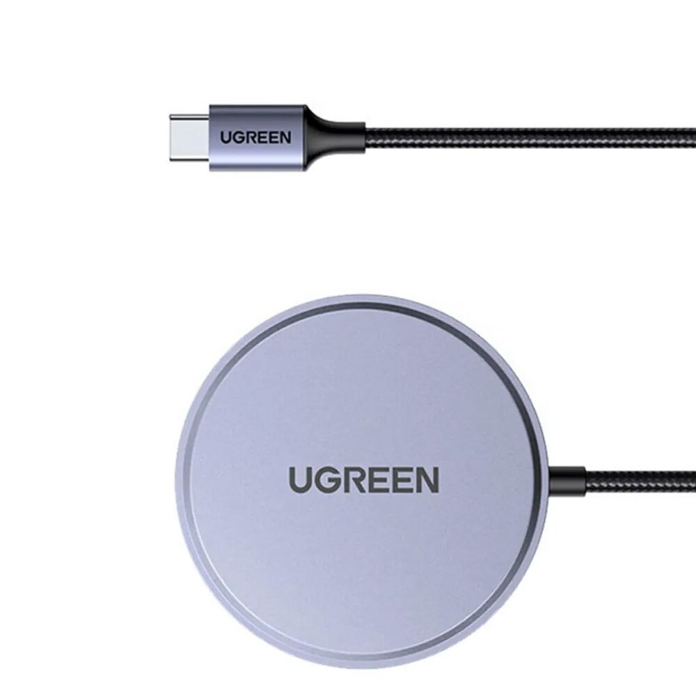 Ugreen W703 Trådløs ladestasjon 15 W 1,67 A – Grå / Magnetisk Qi2-lader / iPhone-lader