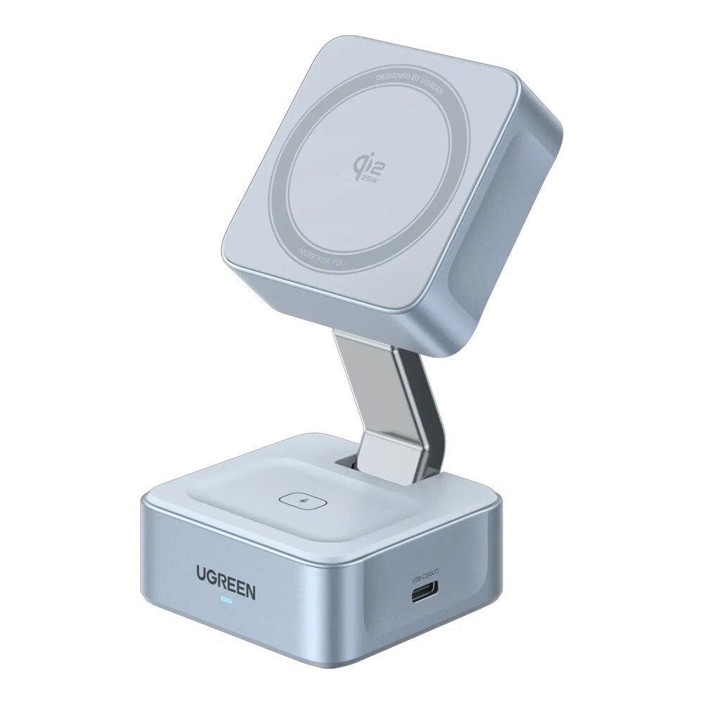 Ugreen W752 2-i-1 trådløs ladestasjon 35 W 3 A 1xUSB-C – Blå / Qi2-ladestasjon / MagSafe-stativ