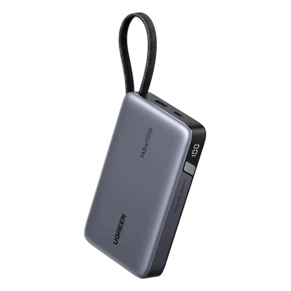Ugreen Powerbank PB536 20 000 mAh 45 W QC + PD – Grå / Powerbank med kabel / USB-C-powerbank