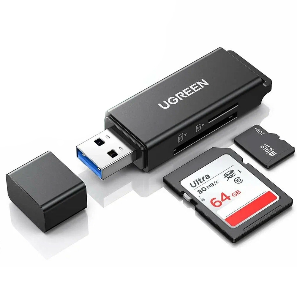 Ugreen CM104 USB 3.0 SD- og microSD-kortleser / USB-A-minnekortleser / SD-kortadapter
