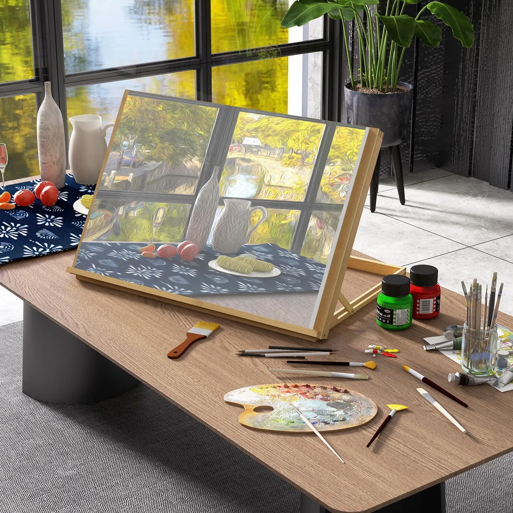 Vinsetto sammenleggbart bordstativ 75,8 x 51 cm / Justerbart bordstativ / Tegnebord i bøk