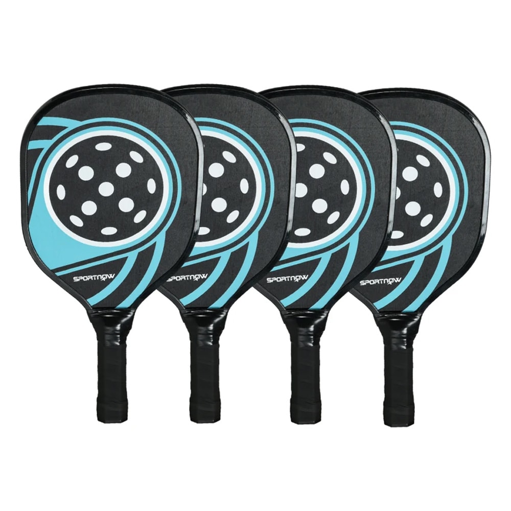 Sportnow Pickleball-sett med 4 racketer og 4 baller / Racketer av poppel / Racketsett med bæreveske
