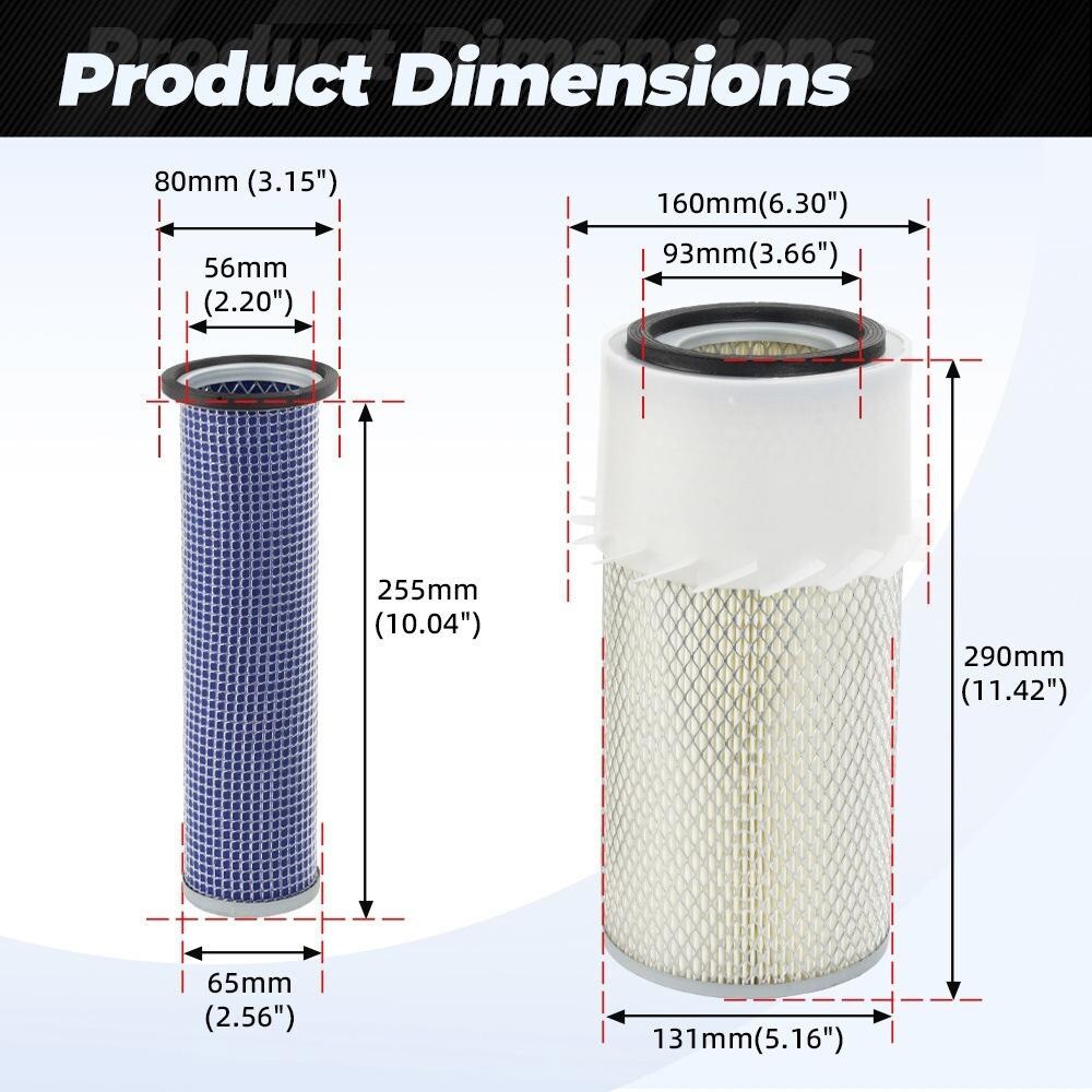 Luftfilter til Bobcat 753 / 763 / S175 / 641 / Motorluftfilter / Innvendig og utvendig filter