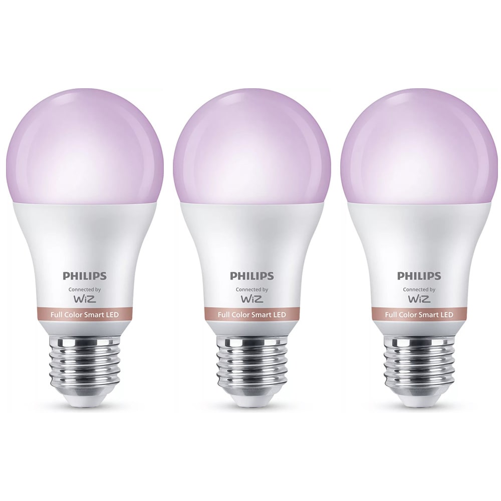 Philips RGB Smart-lampe E27 A60 8,8 W, 3-pakning / WiFi-LED-lampe / RGB-smartlampe 806 lm