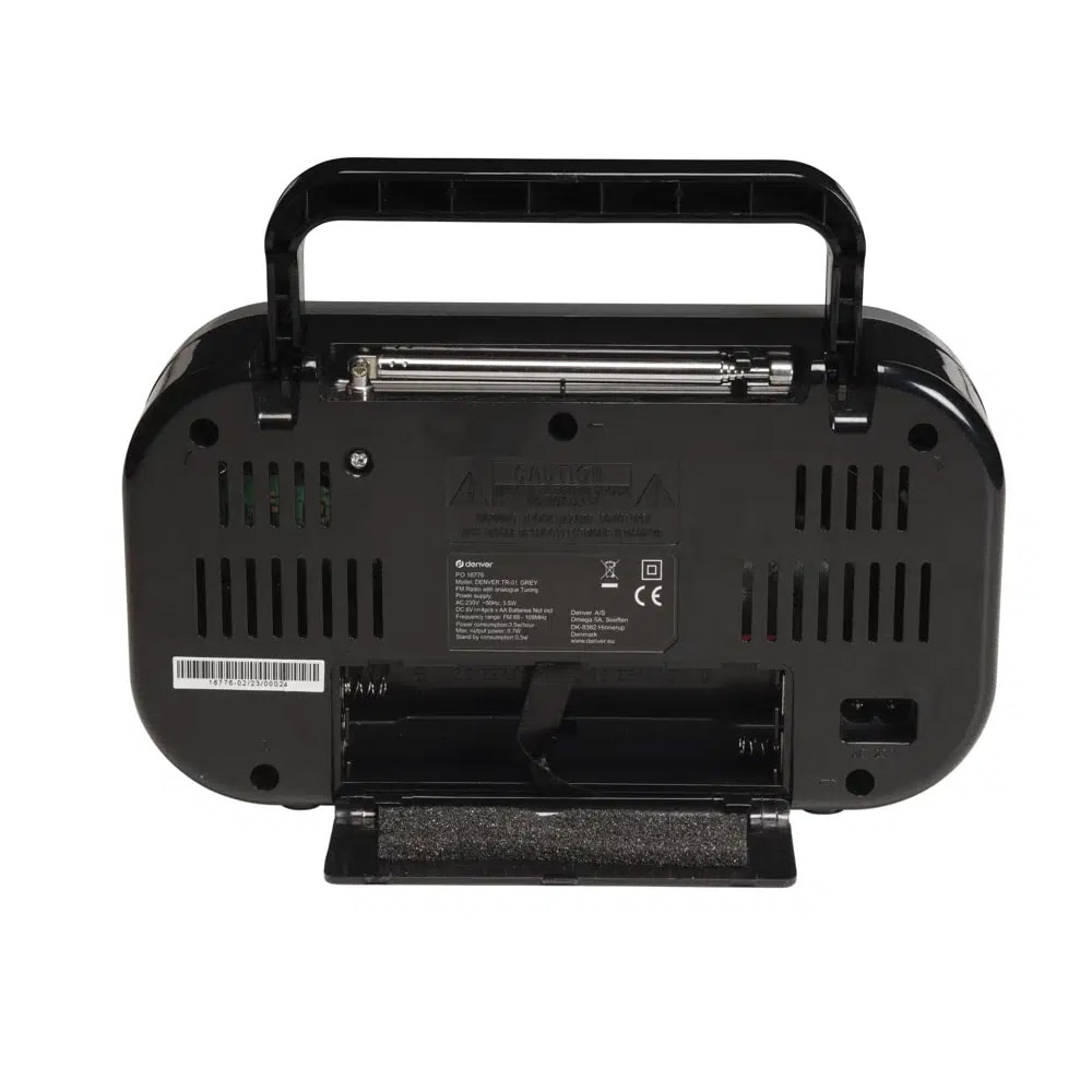 Denver TR-51W FM-radio med batteridrift / Bærbar FM-radio / Analog radio med teleskopantenne