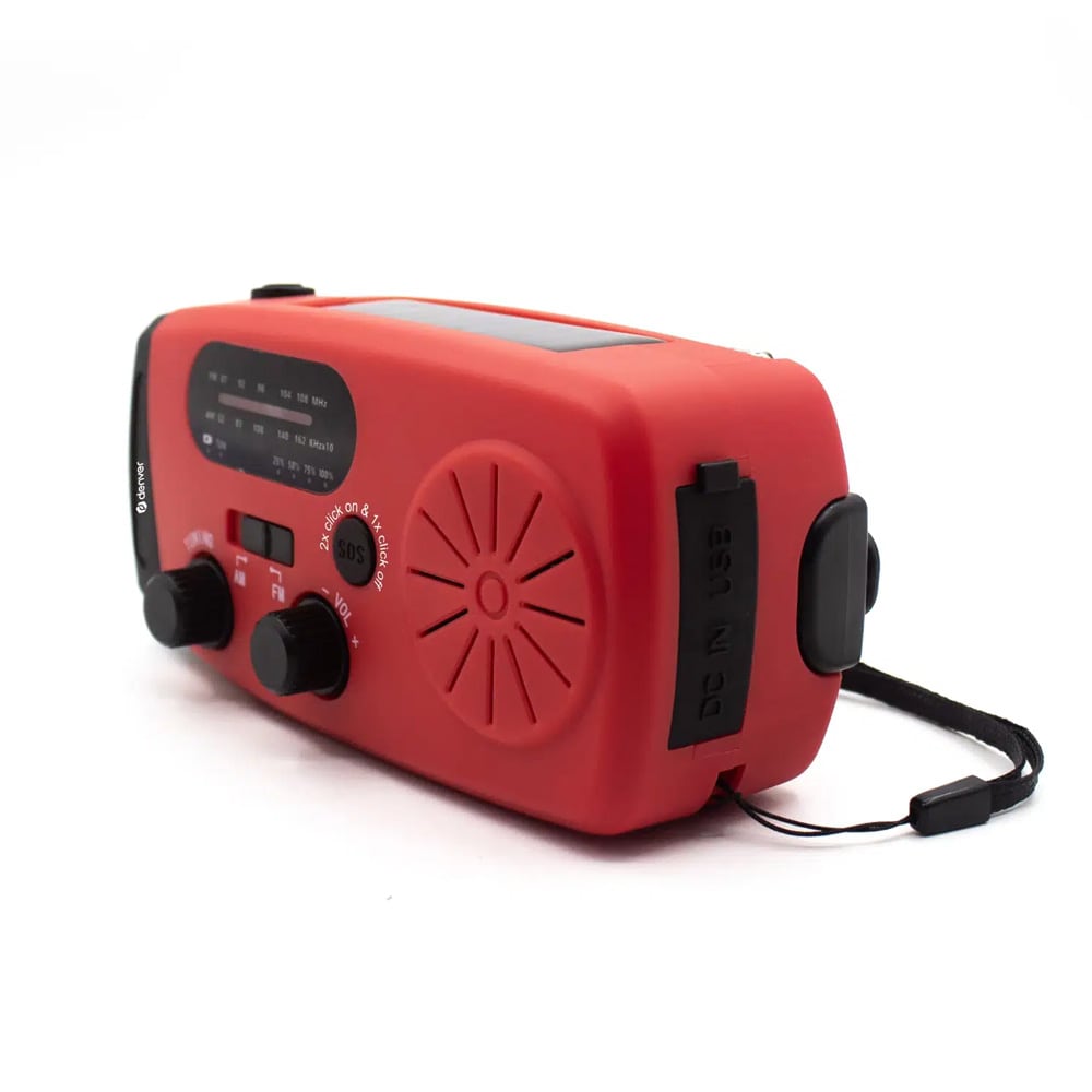 Denver SCR-2007 håndsveivradio med solcellelading / Nødradio med SOS / 2000 mAh powerbank