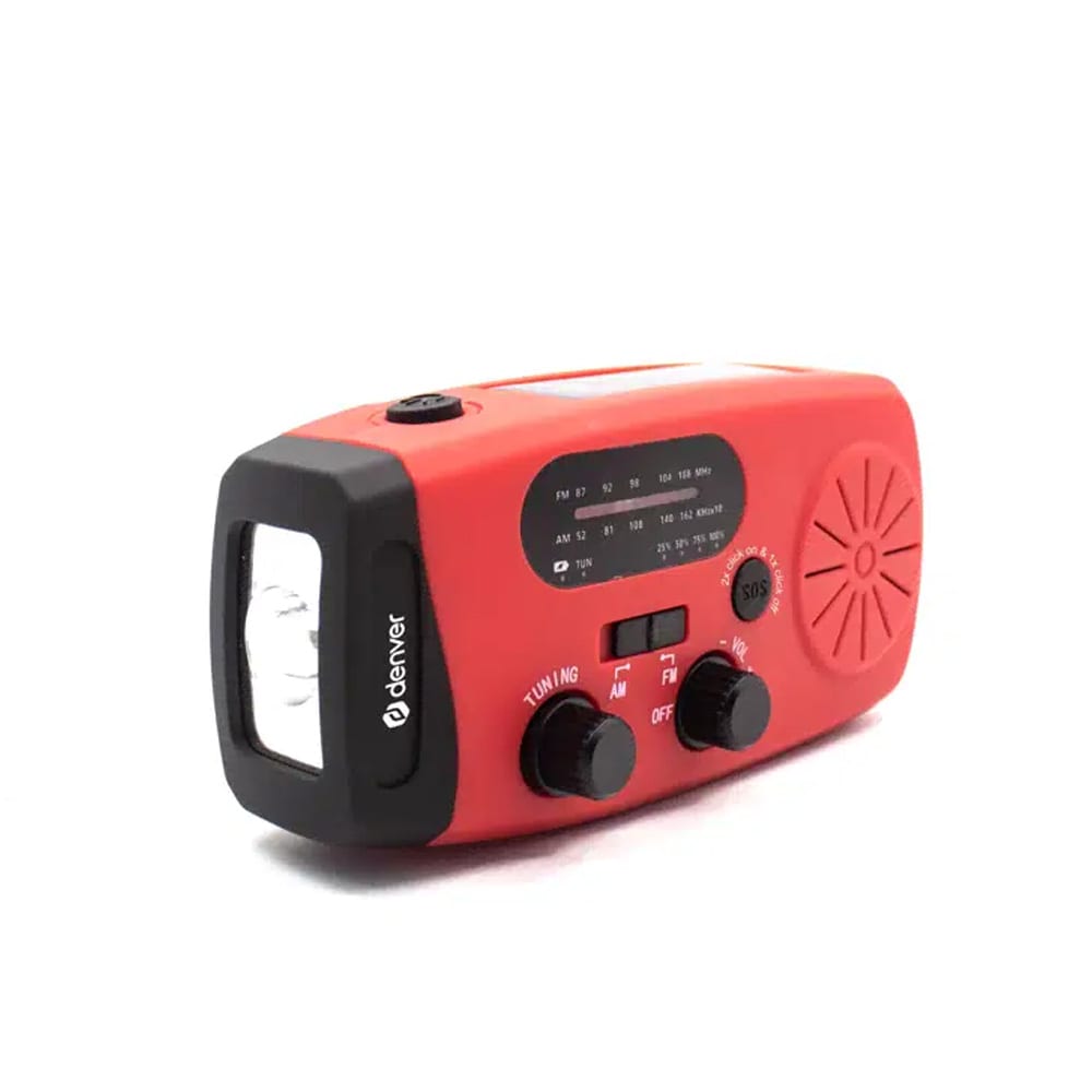 Denver SCR-2007 håndsveivradio med solcellelading / Nødradio med SOS / 2000 mAh powerbank