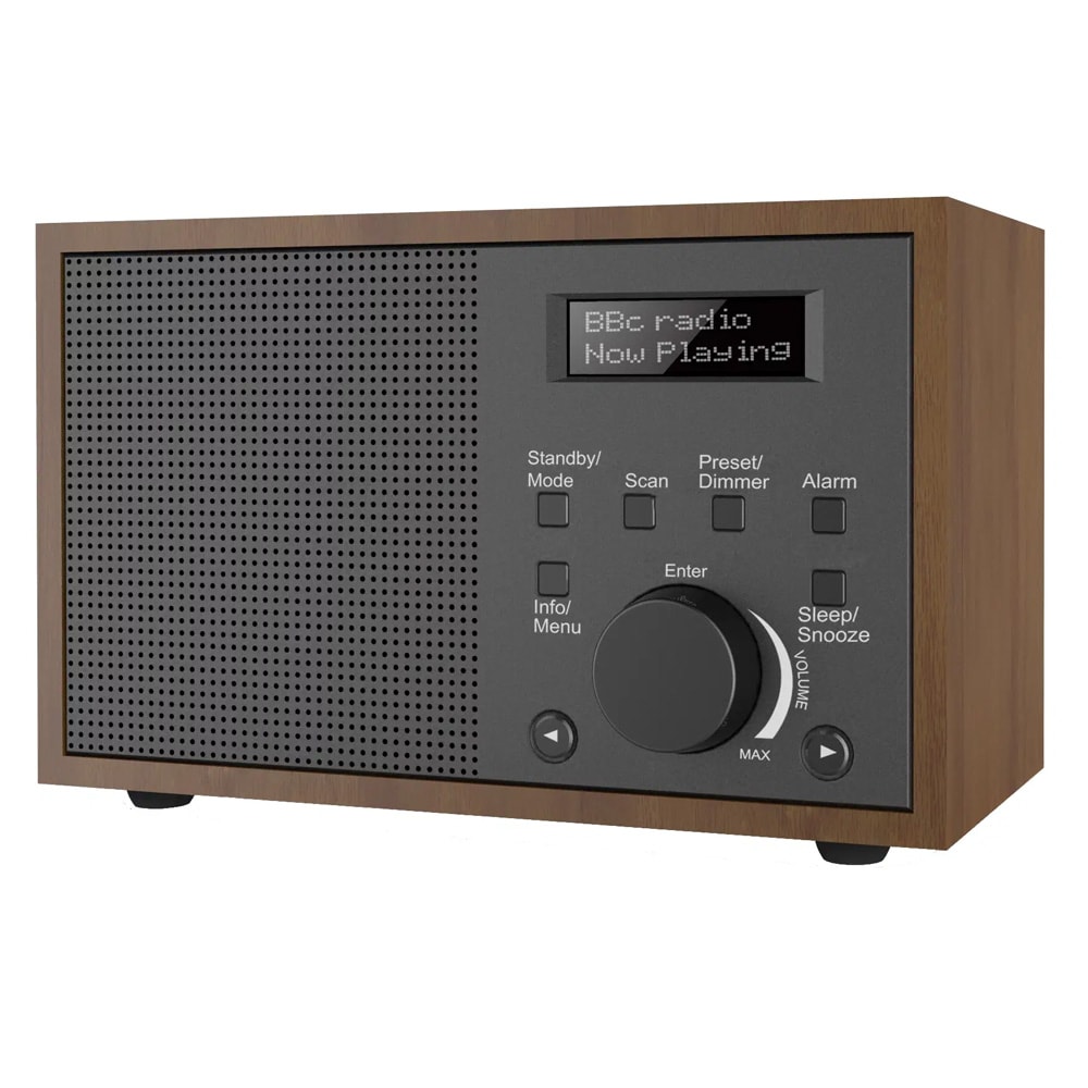 Denver DAB-46DGR DAB-FM-radio – Bærbar DAB-radio – Klokkeradio med vekker