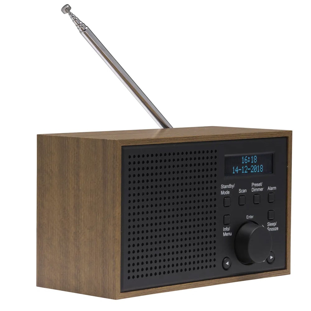 Denver DAB-46DGR DAB-FM-radio – Bærbar DAB-radio – Klokkeradio med vekker