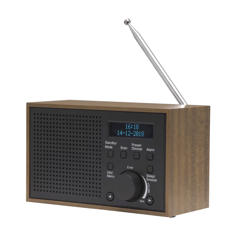 Denver DAB-46DGR DAB-FM-radio – Bærbar DAB-radio – Klokkeradio med vekker