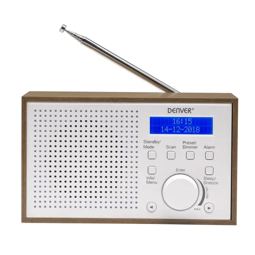 Denver DAB-46DW DAB/FM-radio / Bærbar DAB-radio / Klokkeradio med vekker