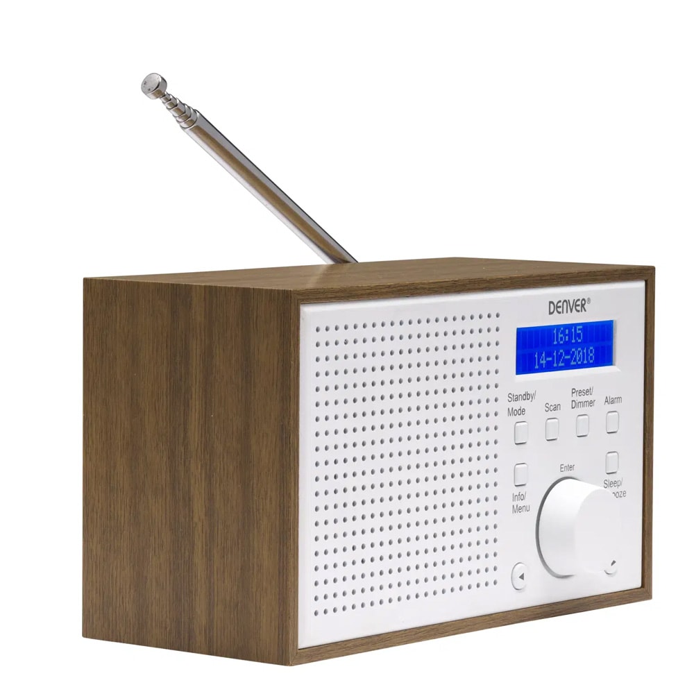 Denver DAB-46DW DAB/FM-radio / Bærbar DAB-radio / Klokkeradio med vekker