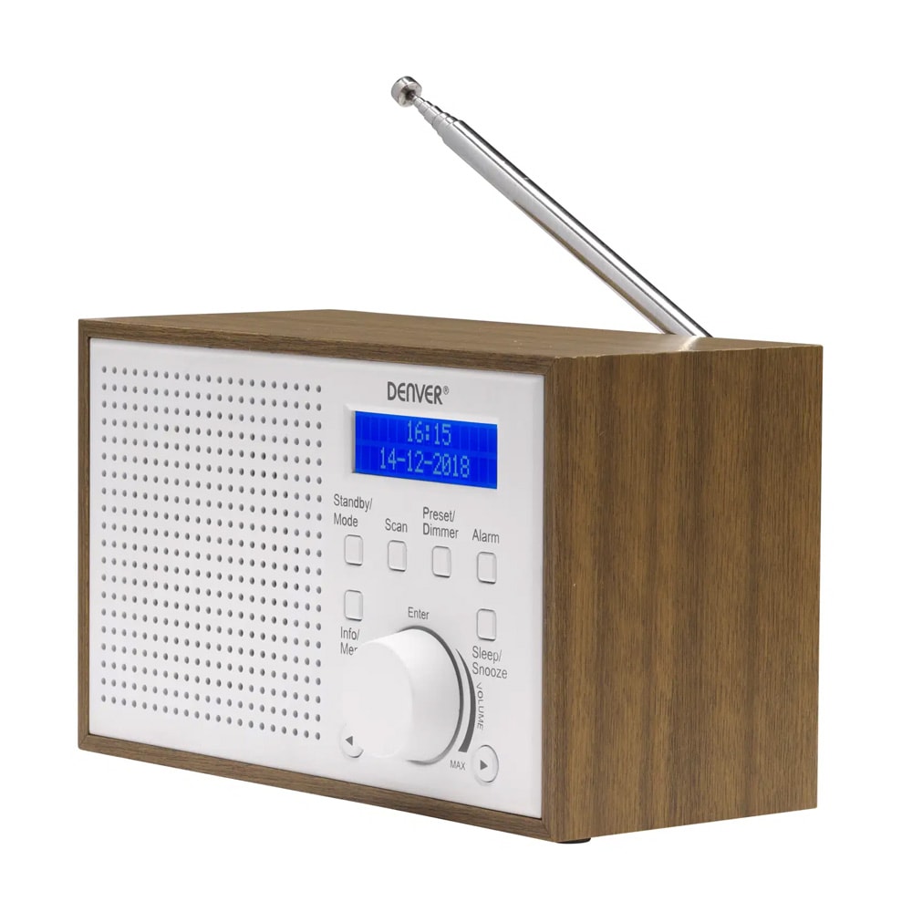 Denver DAB-46DW DAB/FM-radio / Bærbar DAB-radio / Klokkeradio med vekker