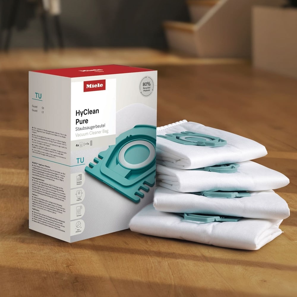 Miele HyClean Pure TU støvsugerposer, 4-pakning / Originale filterposer / Støvposer til Guard