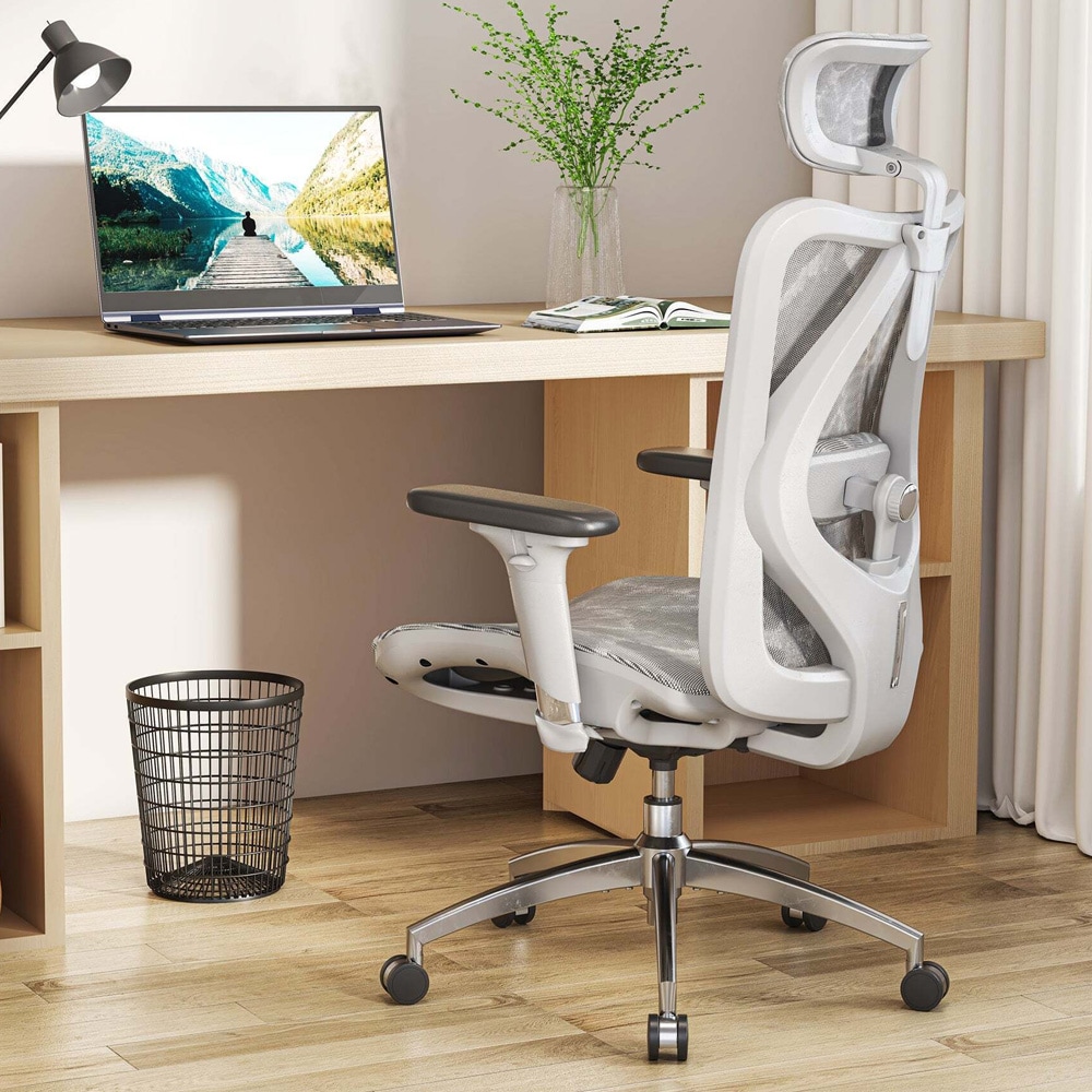 Sihoo M57 ergonomisk kontorstol – Grå / Justerbar skrivebordstol / Kontorstol i nettstoff