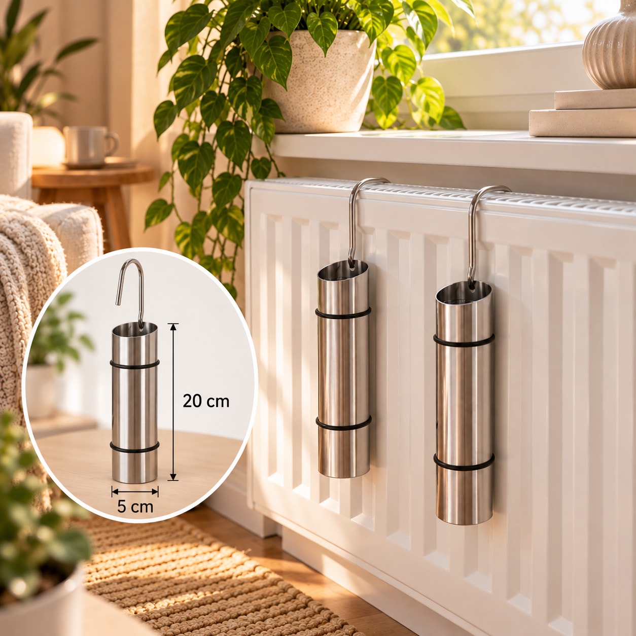Luftfukter for radiatorer, 2-pakning / Vannfordamper for radiator / Hengende luftfukter