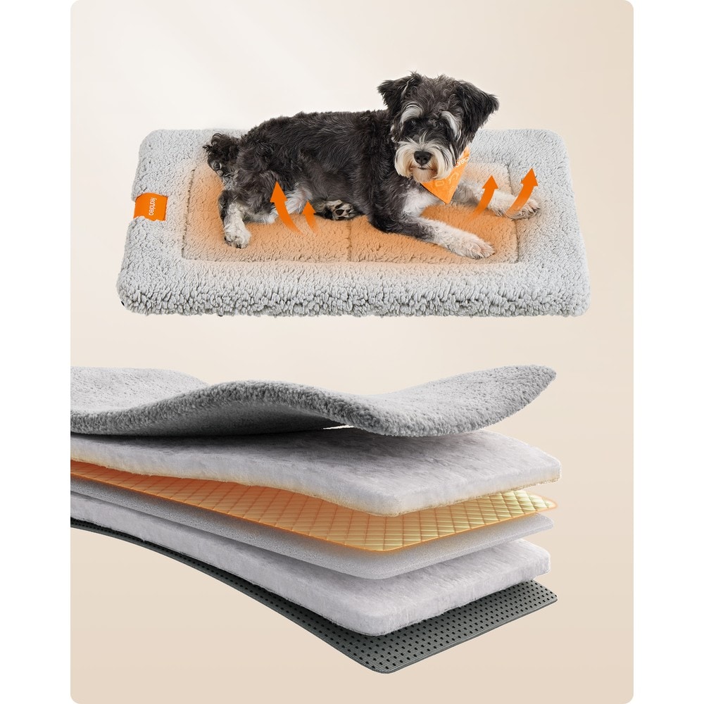 Selvoppvarmende teppe for hund og katt 75 x 50 cm – Lysgrå / Varmeteppe for kjæledyr / Hundematte