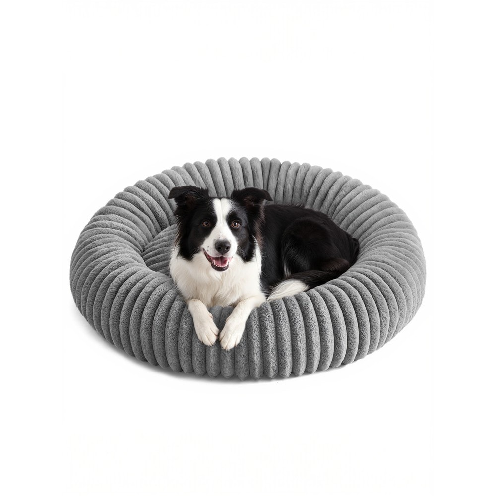 Rund hund-/kattbädd munkmodell 100 cm - Grå