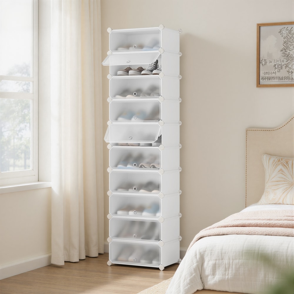 Modulärt skoställ med 10 fack 173 cm - Vit