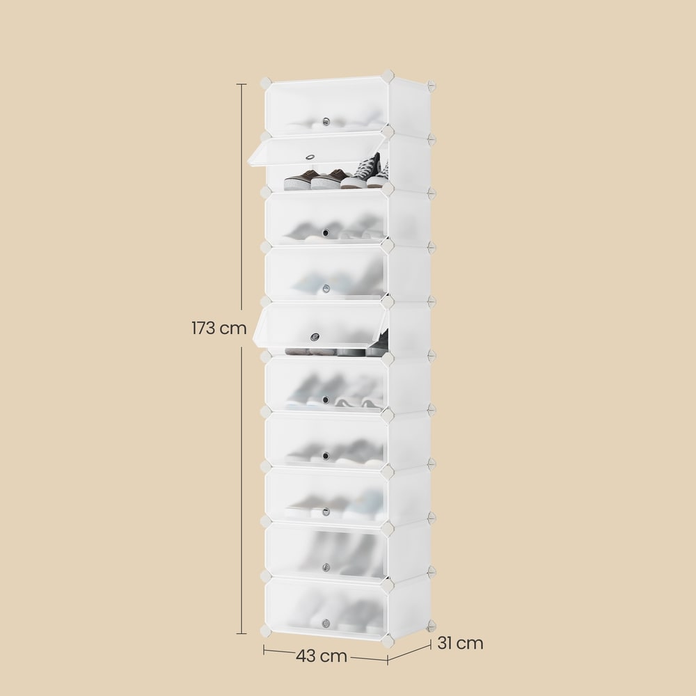 Modulärt skoställ med 10 fack 173 cm - Vit