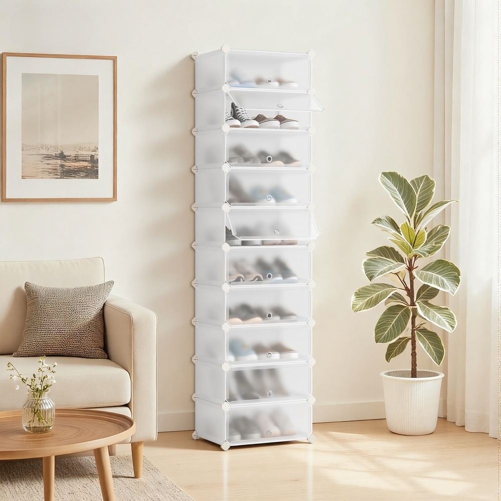 Modulärt skoställ med 10 fack 173 cm - Vit