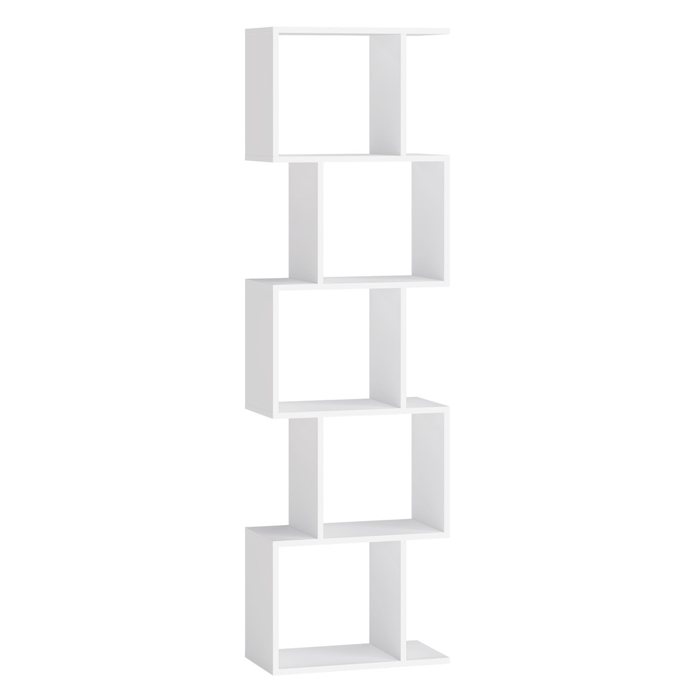 S-formad bokhylla med 5 hyllplan 40x160 cm - Vit