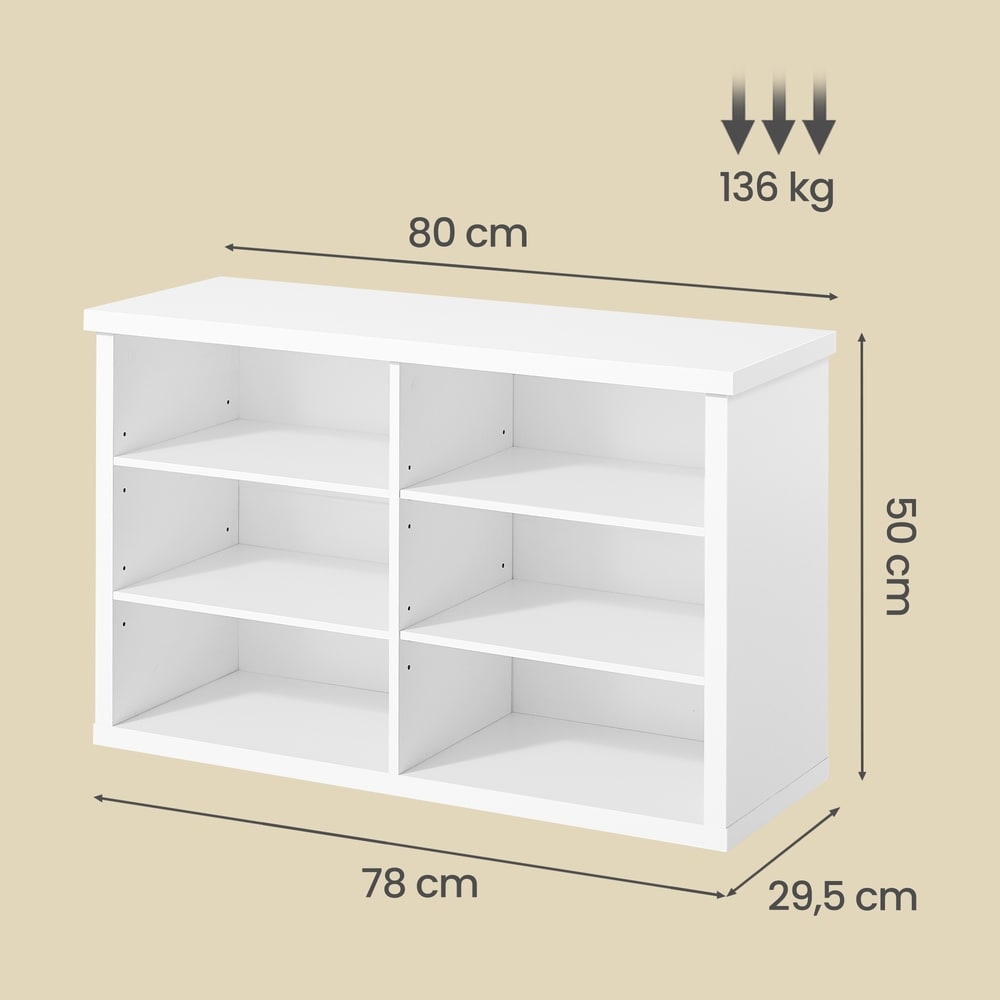 Skobänk med 6 öppna fack 80 cm - Vit