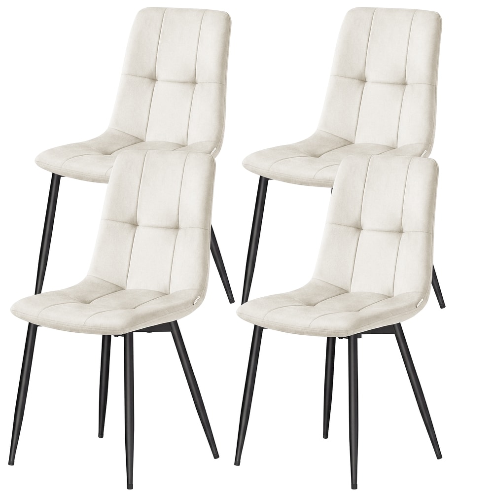 Stoppade matstolar i sammet med metallben 4-pack - Beige