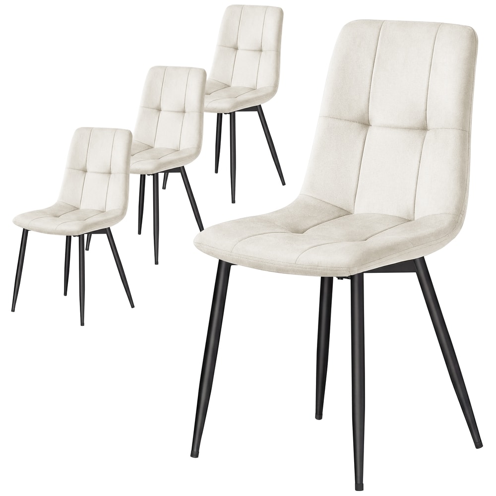 Stoppade matstolar i sammet med metallben 4-pack - Beige