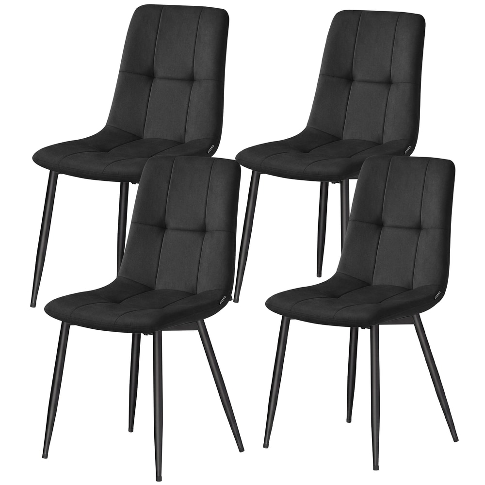 Stoppade matstolar i sammet med metallben 4-pack - Svart