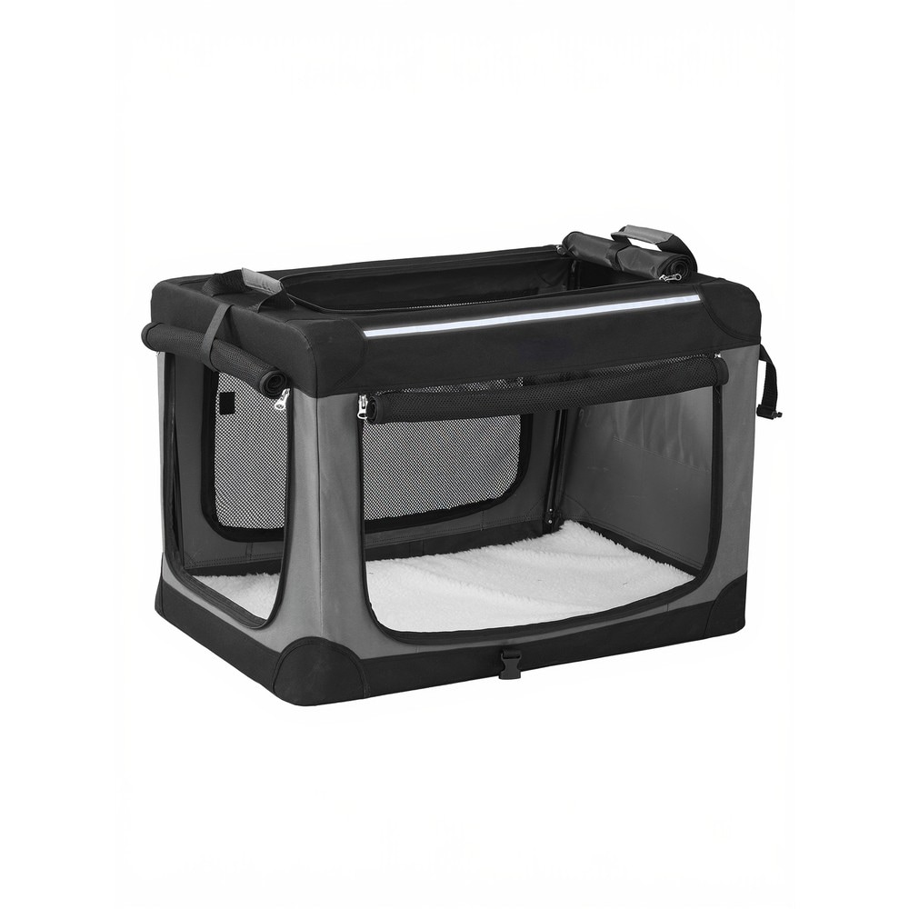 Hopfällbar hundbur/transportbox för bil 76 cm - Svart/Grå