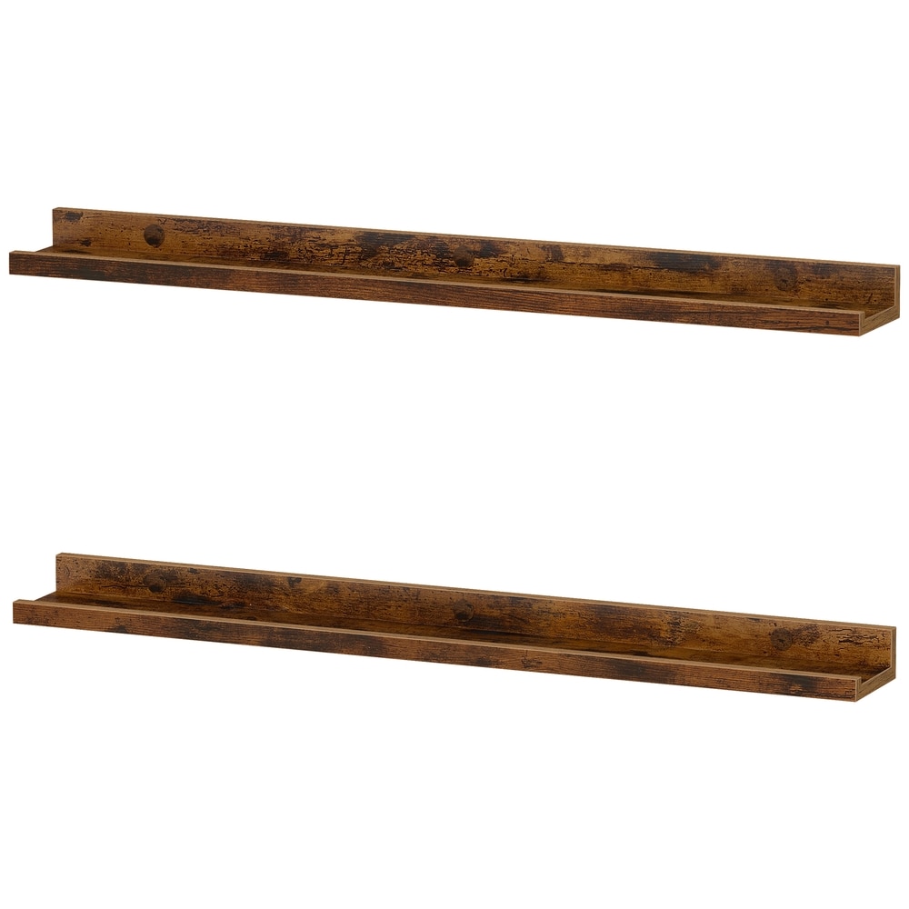 Vägghyllor med kant 80 cm 2-pack - Rustik brun