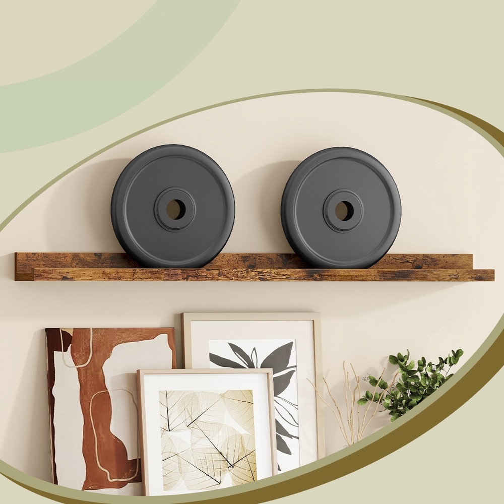 Vägghyllor med kant 80 cm 2-pack - Rustik brun