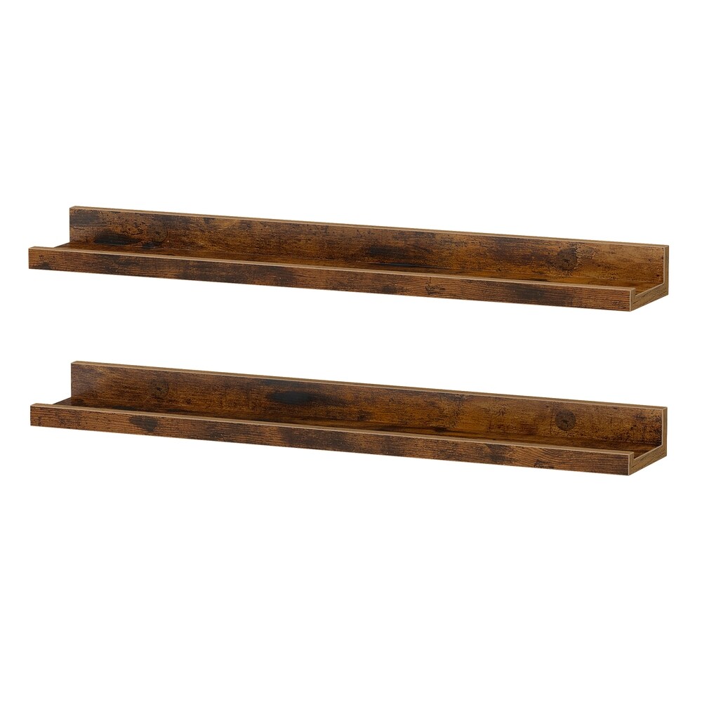 Vägghyllor med kant 60 cm 2-pack - Rustik brun