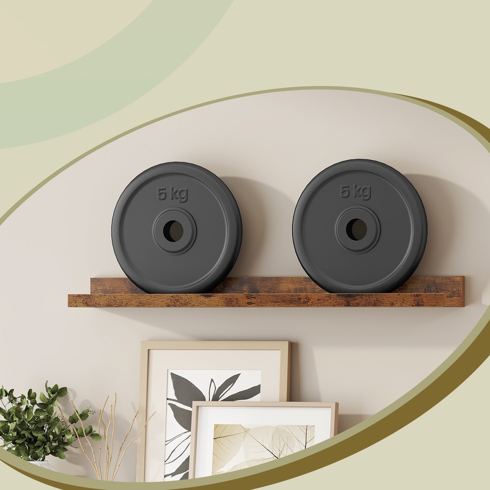 Vägghyllor med kant 60 cm 2-pack - Rustik brun